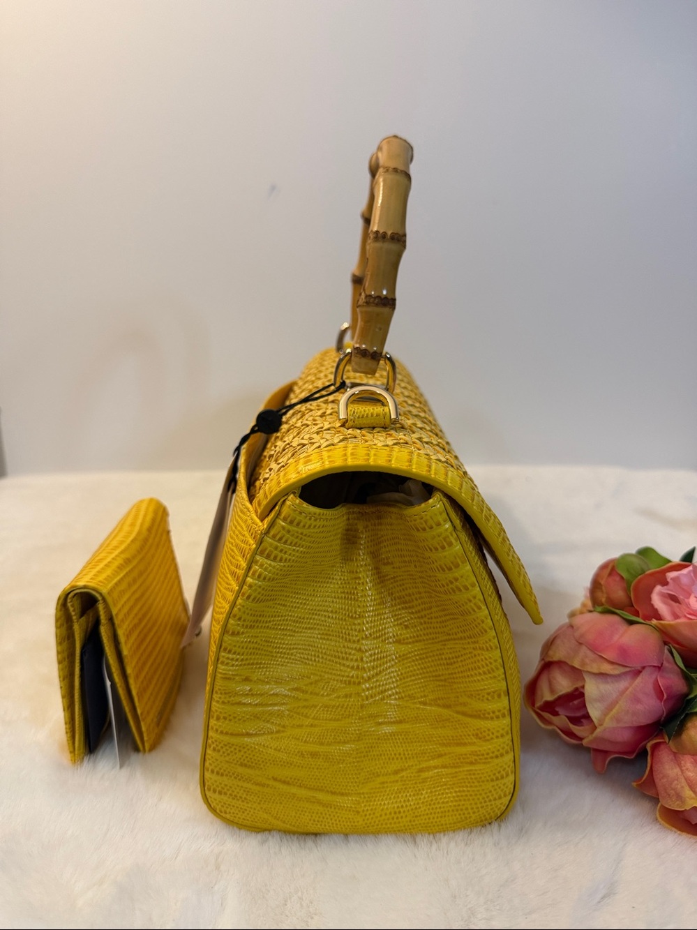 Brahmin Dayan satchel and Jane wallet set in vivid yellow sunshadow - Picture 5 of 10